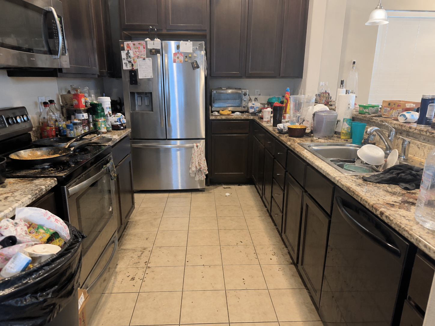 Kitchen reset before cleaning